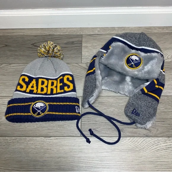 2 Buffalo Sabres NHL New Era Winter Hats Adult One Size Beanie Caps - Two Set - Picture 12 of 12